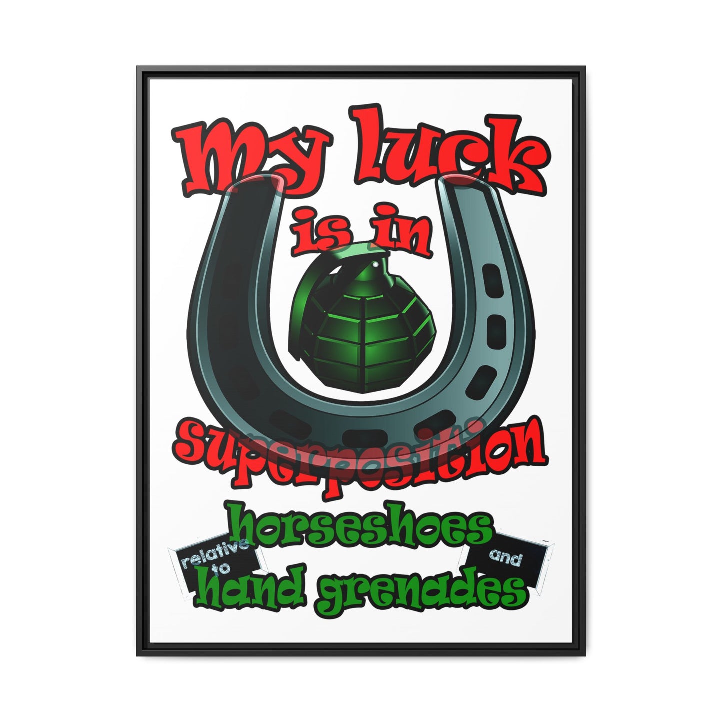 my luck - framed canvas art (white)