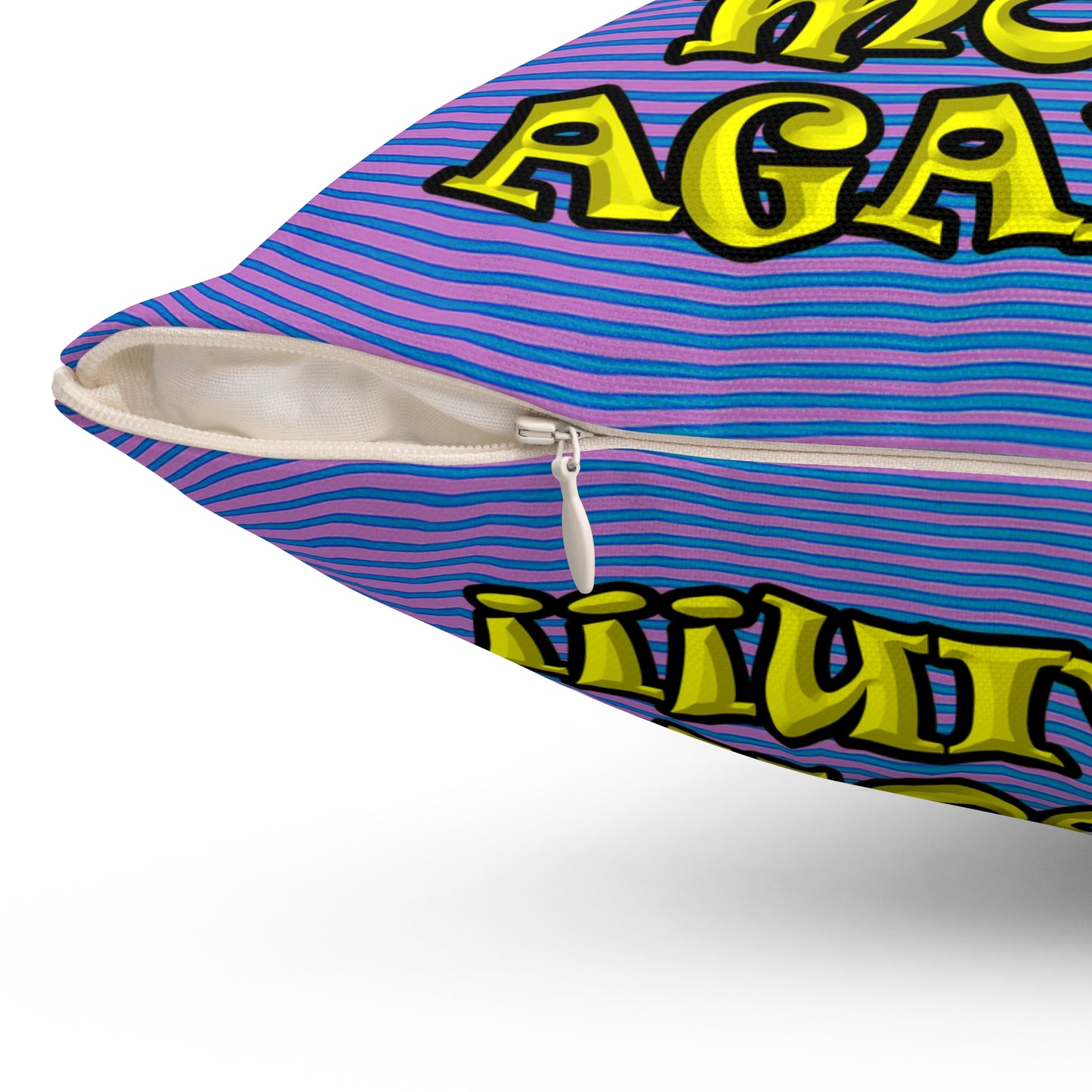 shoot the moon again - Spun Polyester Square Pillow - (light blue-purple wave)