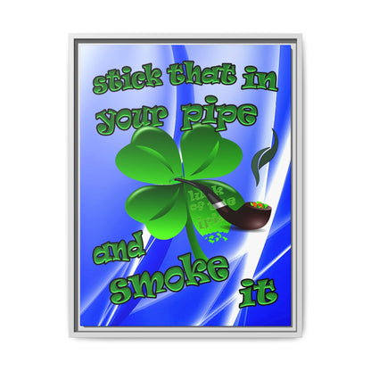 stick that in your pipe and smoke it - framed canvas art (blue-white wave)