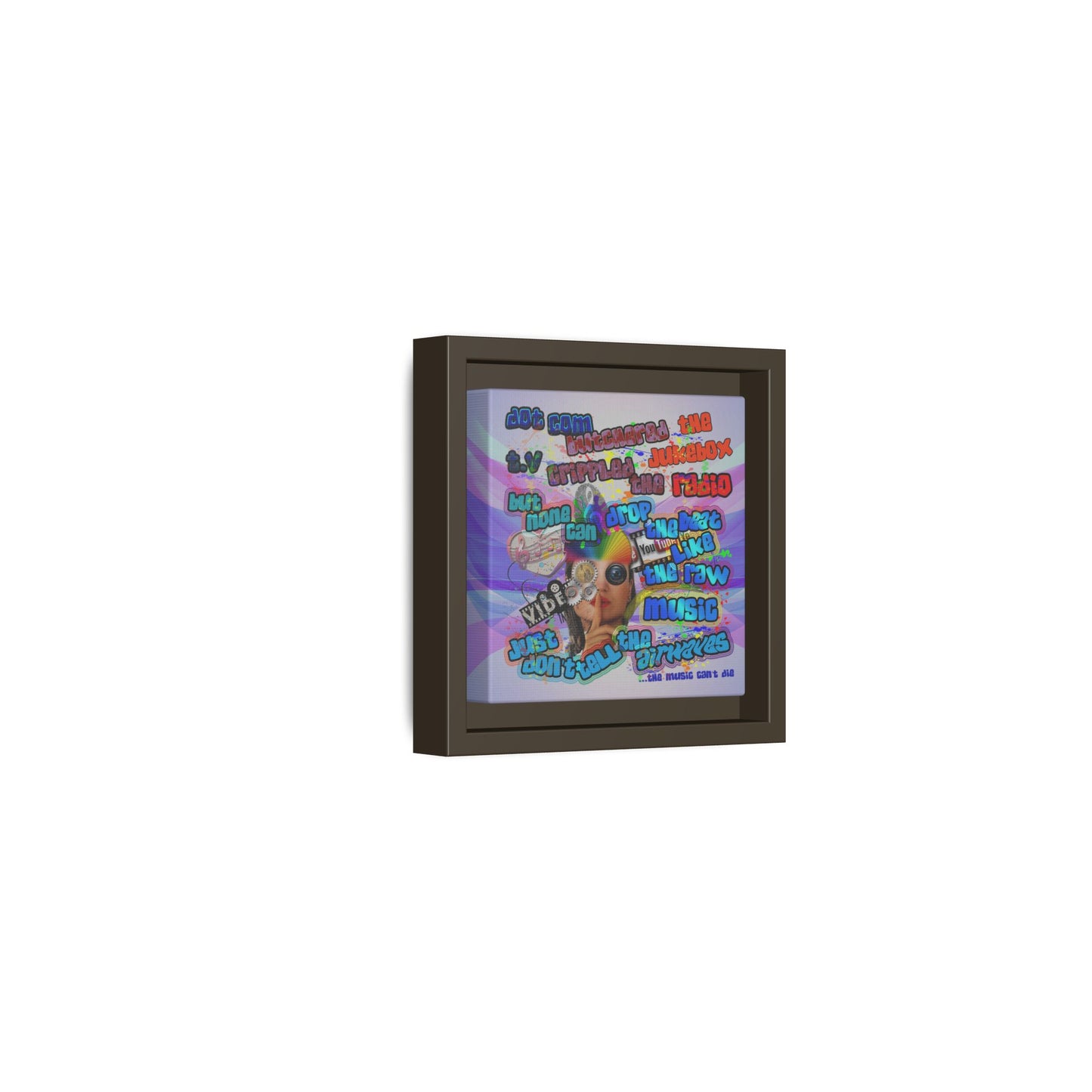 drop the beat - framed canvas art (light blue-pink wave)