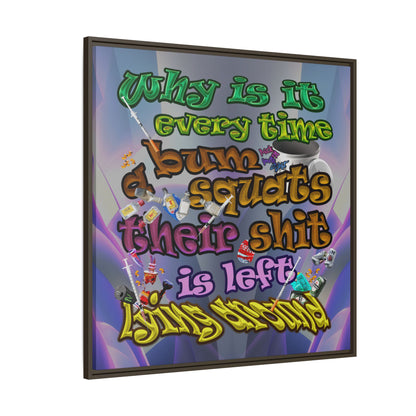 the bum's shit - framed canvas art (grey-pink wave)
