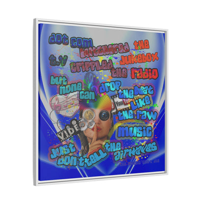drop the beat - framed canvas art (blue-white wave)