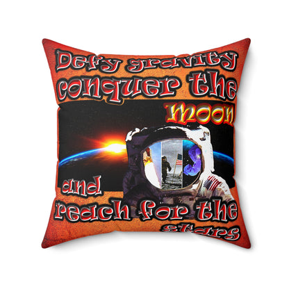 defy conquer reach - Spun Polyester Square Pillow - (burnt orange)
