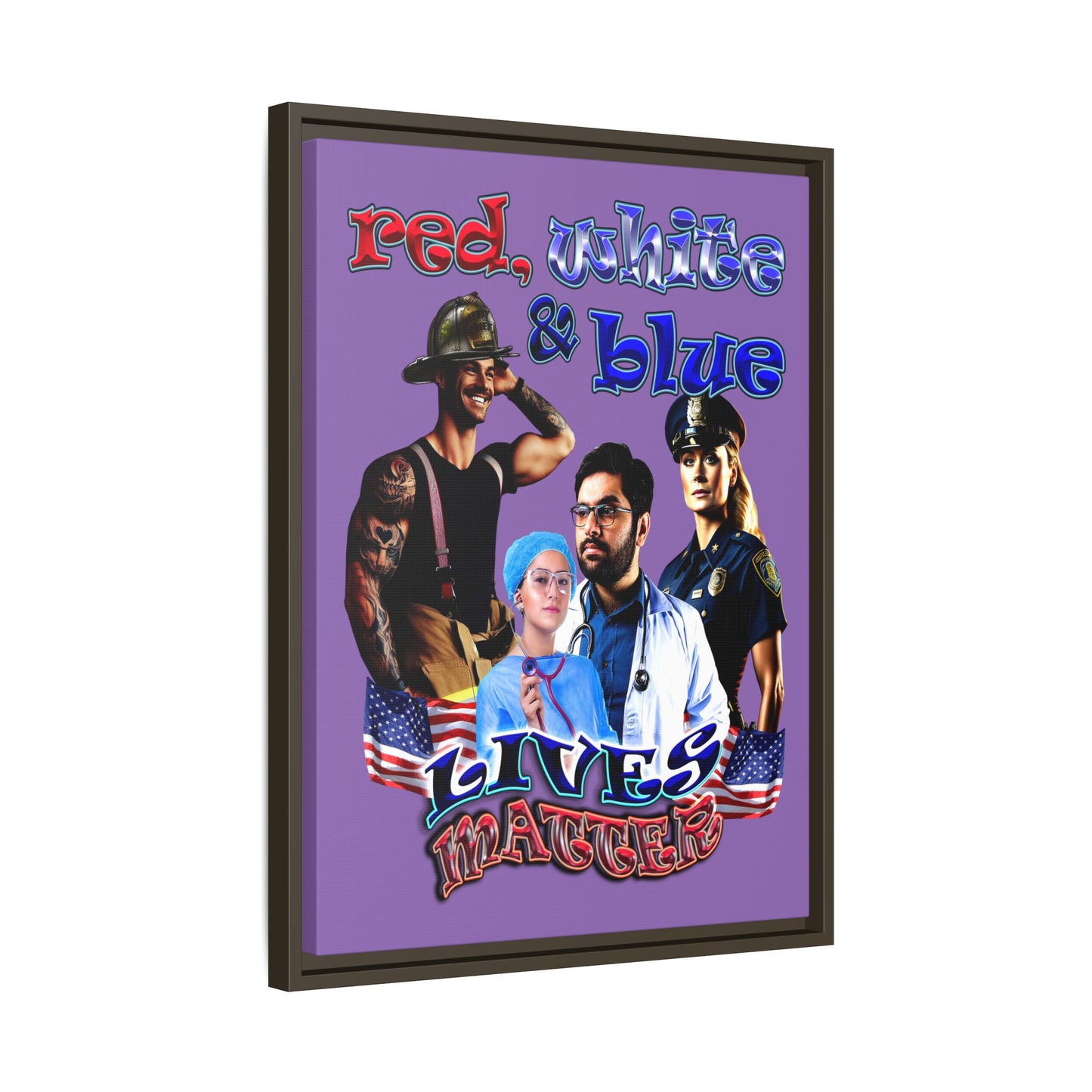 rw&b lives matter - framed canvas art (light purple)
