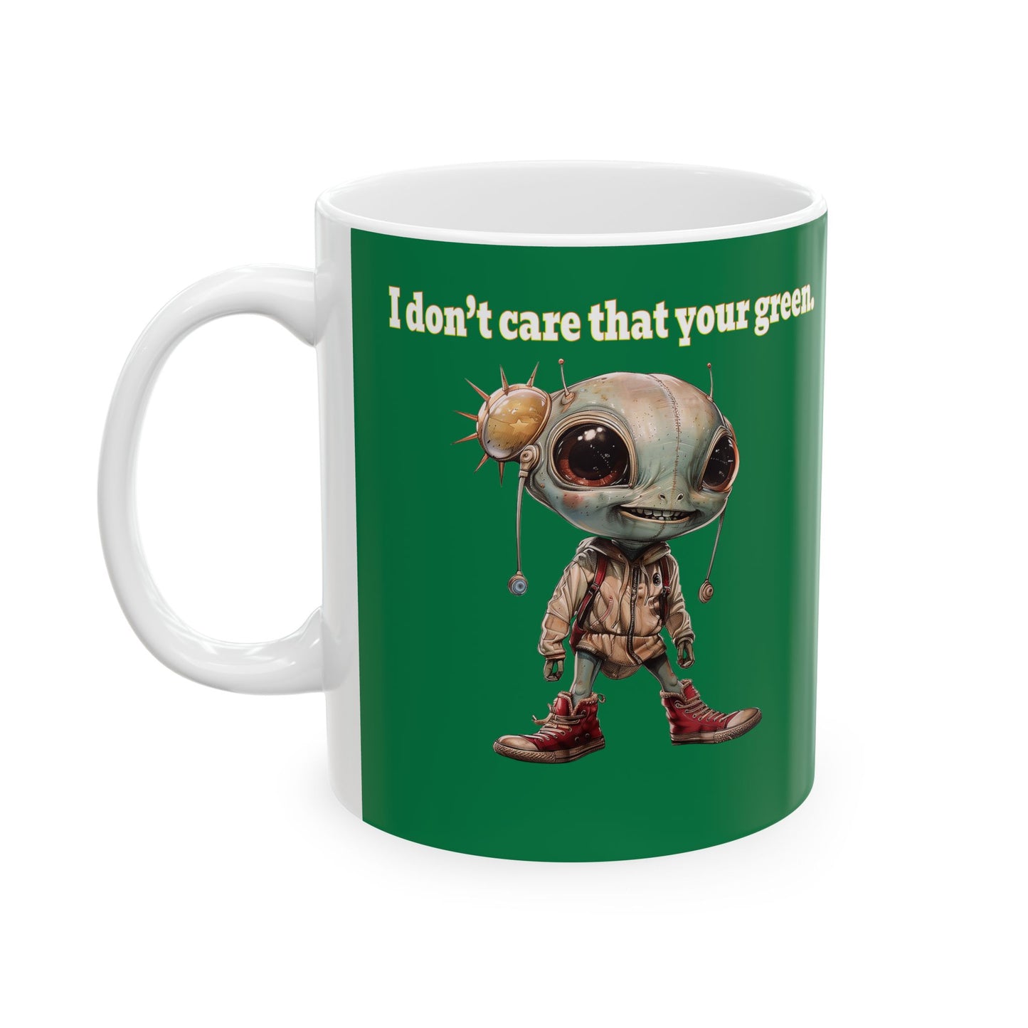 I don't care that your grey - White Mug (dark green)