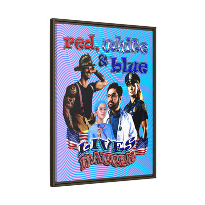 rw&b lives matter - framed canvas art (light blue-purple wave)
