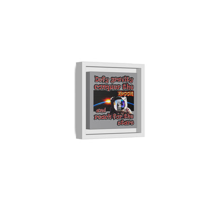 defy conquer reach - framed canvas art (grey)