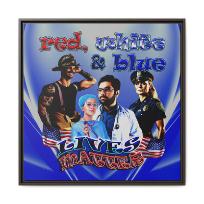 rw&b lives matter - framed canvas art (blue-white wave)
