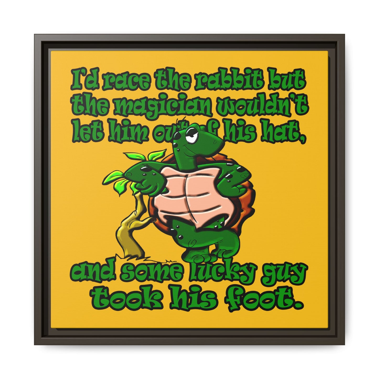turtle race - framed canvas art (yellow)