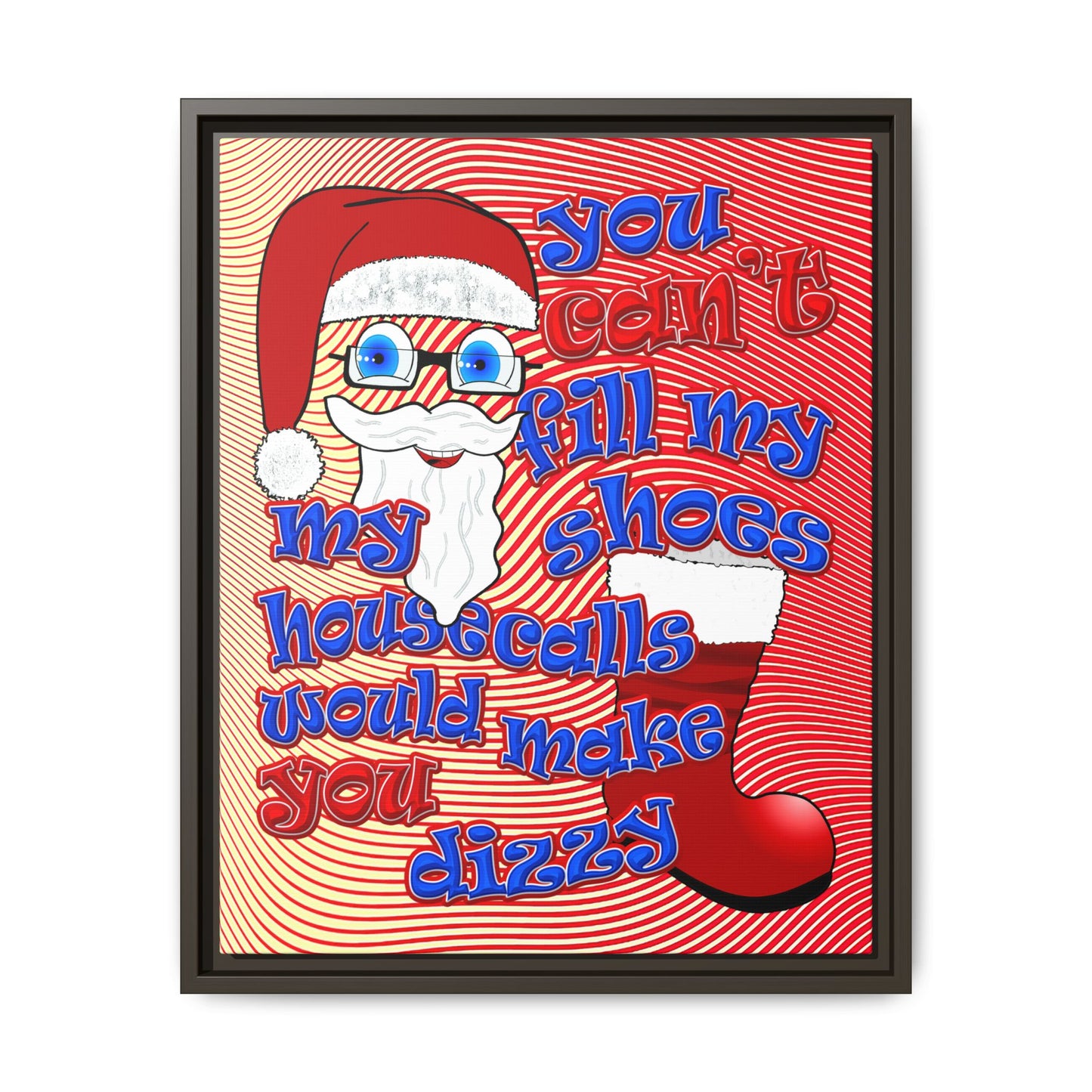 santa's shoes - framed canvas art (yellow-orange wave)