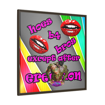 hoes b4 bros - framed canvas art (rainbow split)