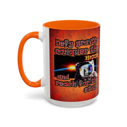 defy conquer reach - Accent Mug (burnt orange)