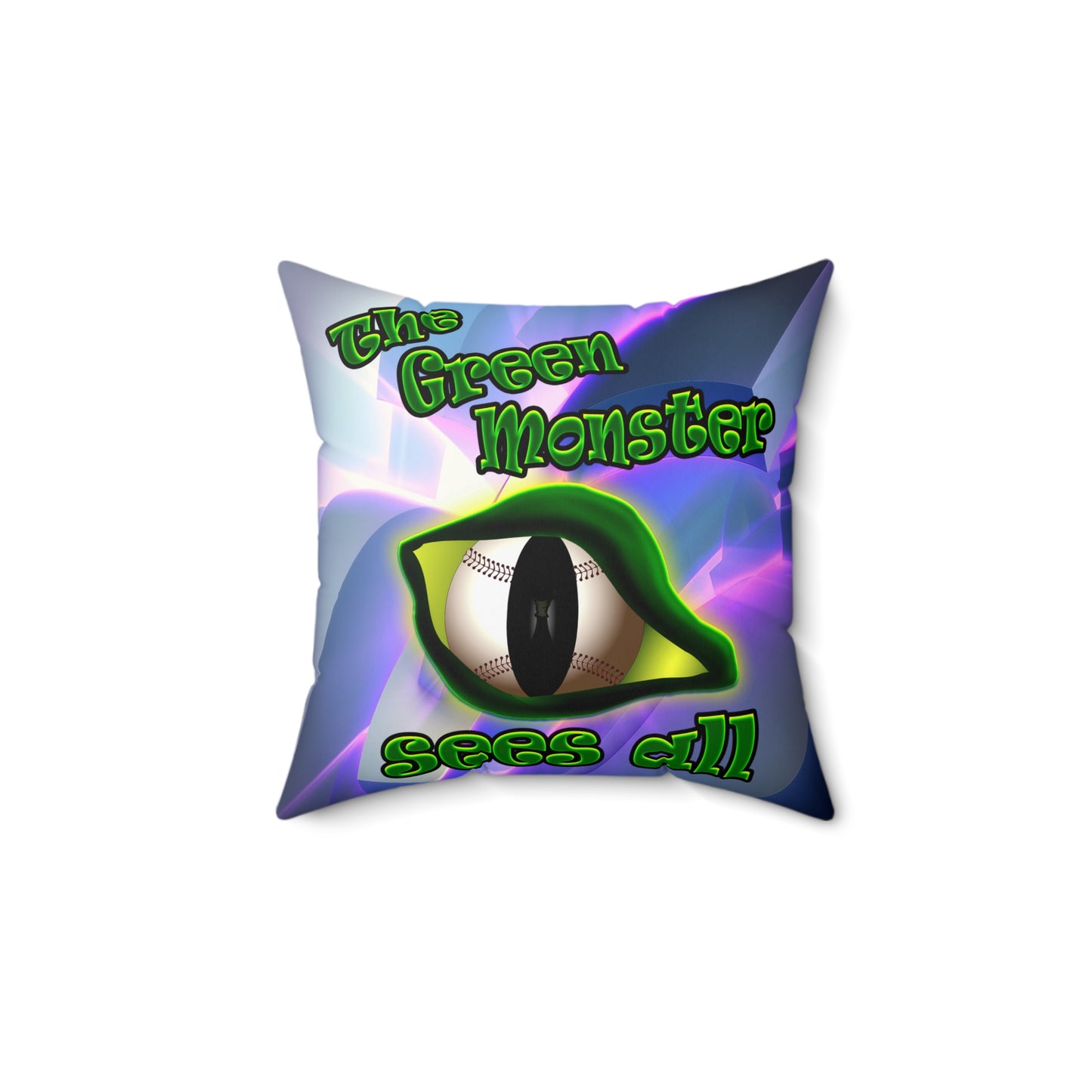 green monster - Spun Polyester Square Pillow - (grey-pink wave)
