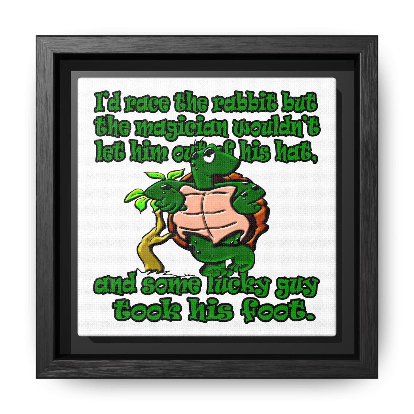 turtle race - framed canvas art (white)
