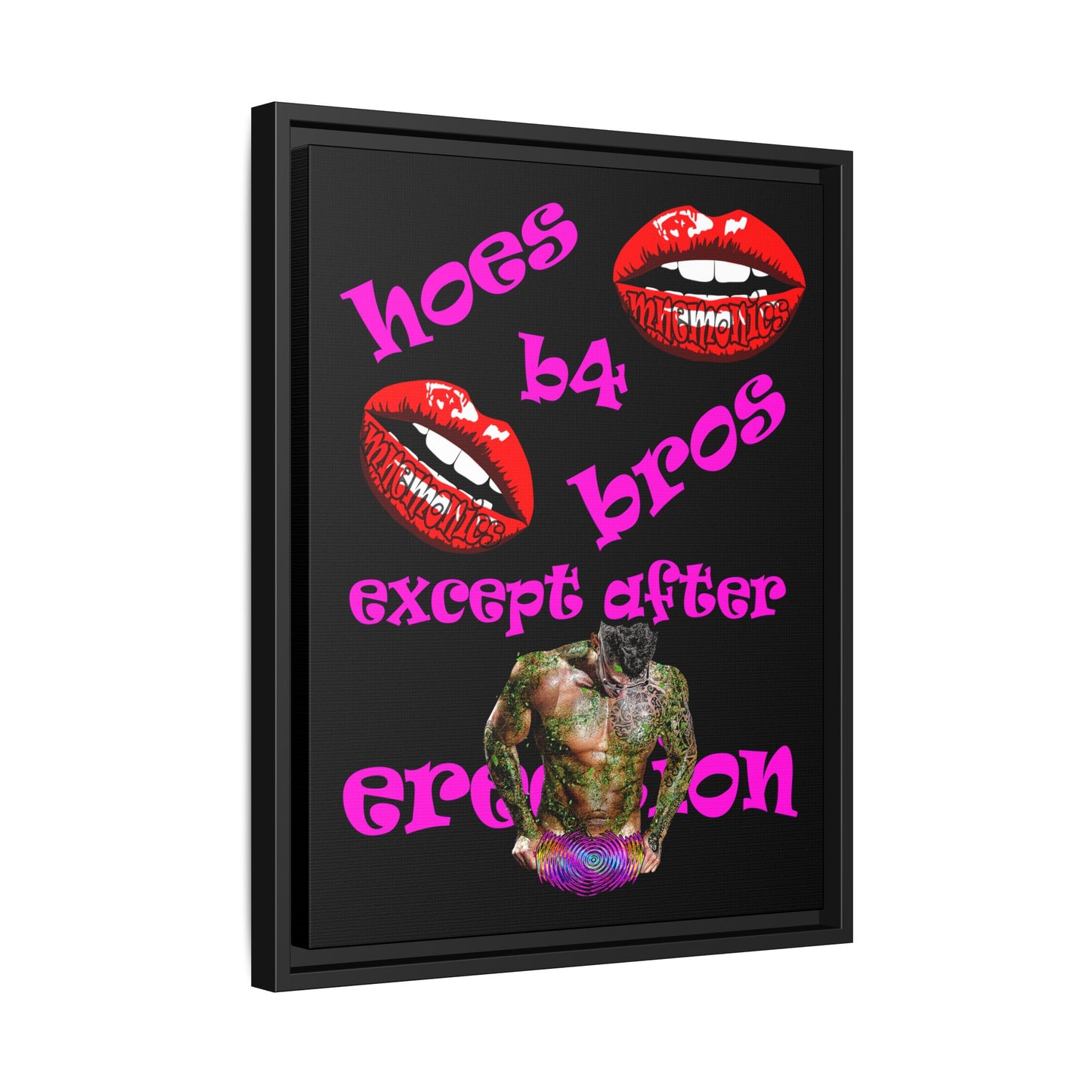 hoes b4 bros - framed canvas art (black)