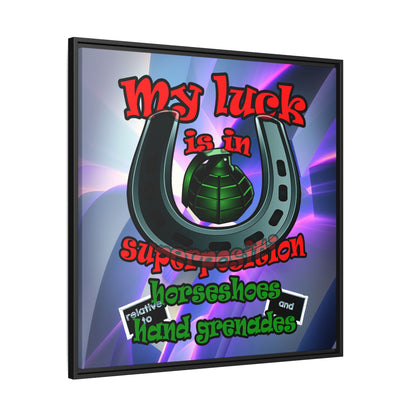 my luck - framed canvas art (grey-pink wave)