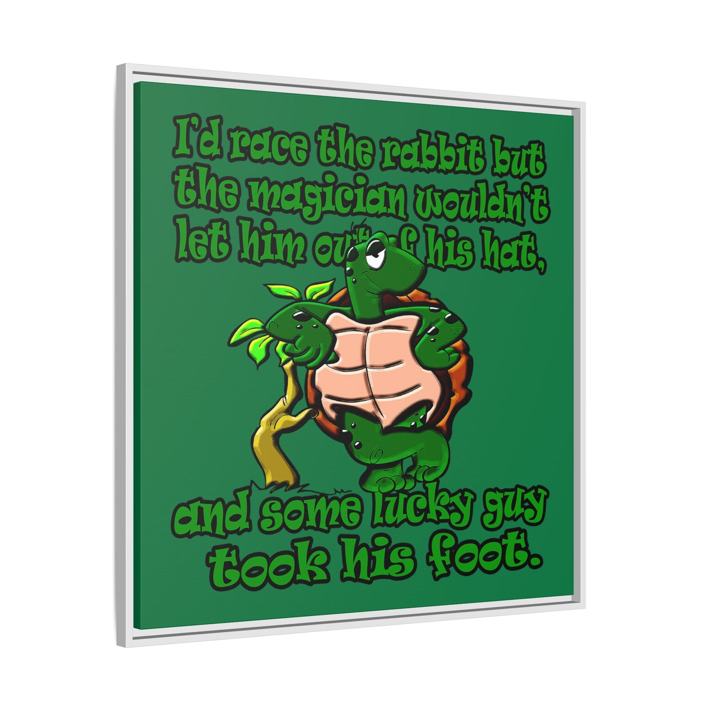 turtle race - framed canvas art (dark green)