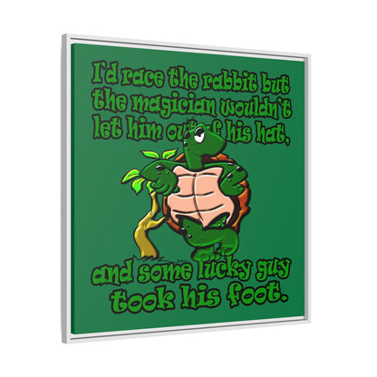 turtle race - framed canvas art (dark green)