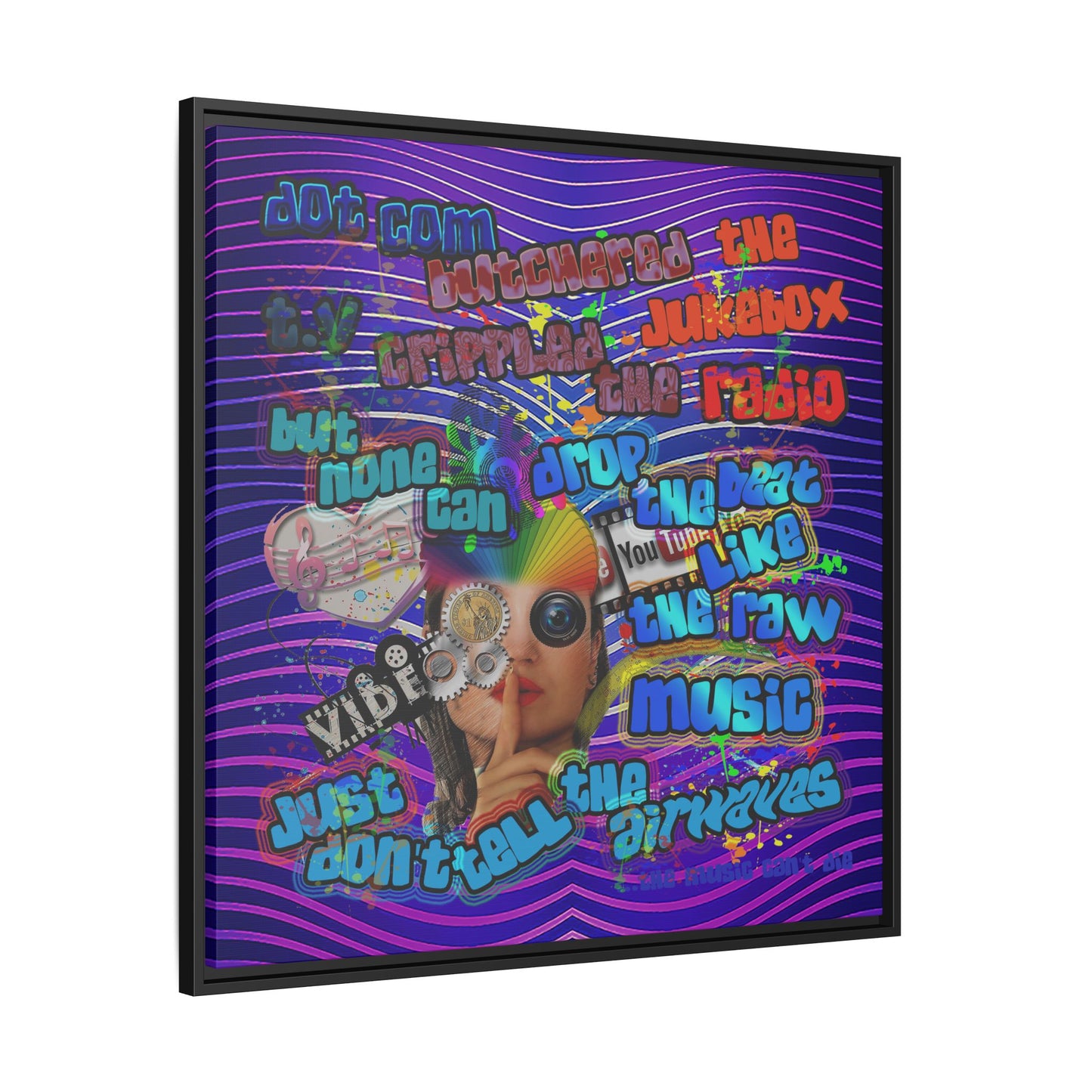 drop the beat - framed canvas art (purple wave)