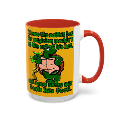 turtle race - Accent Mug (yellow)