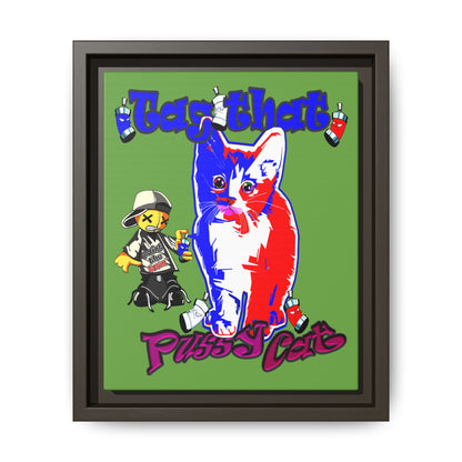 tag that - framed canvas art (green)