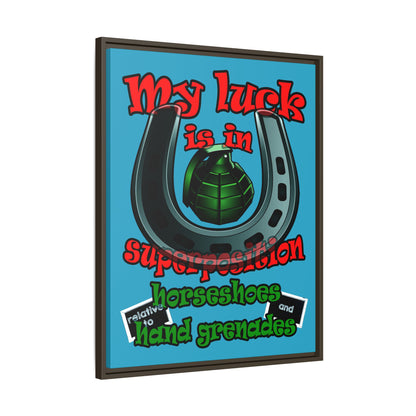 my luck - framed canvas art (turquoise)