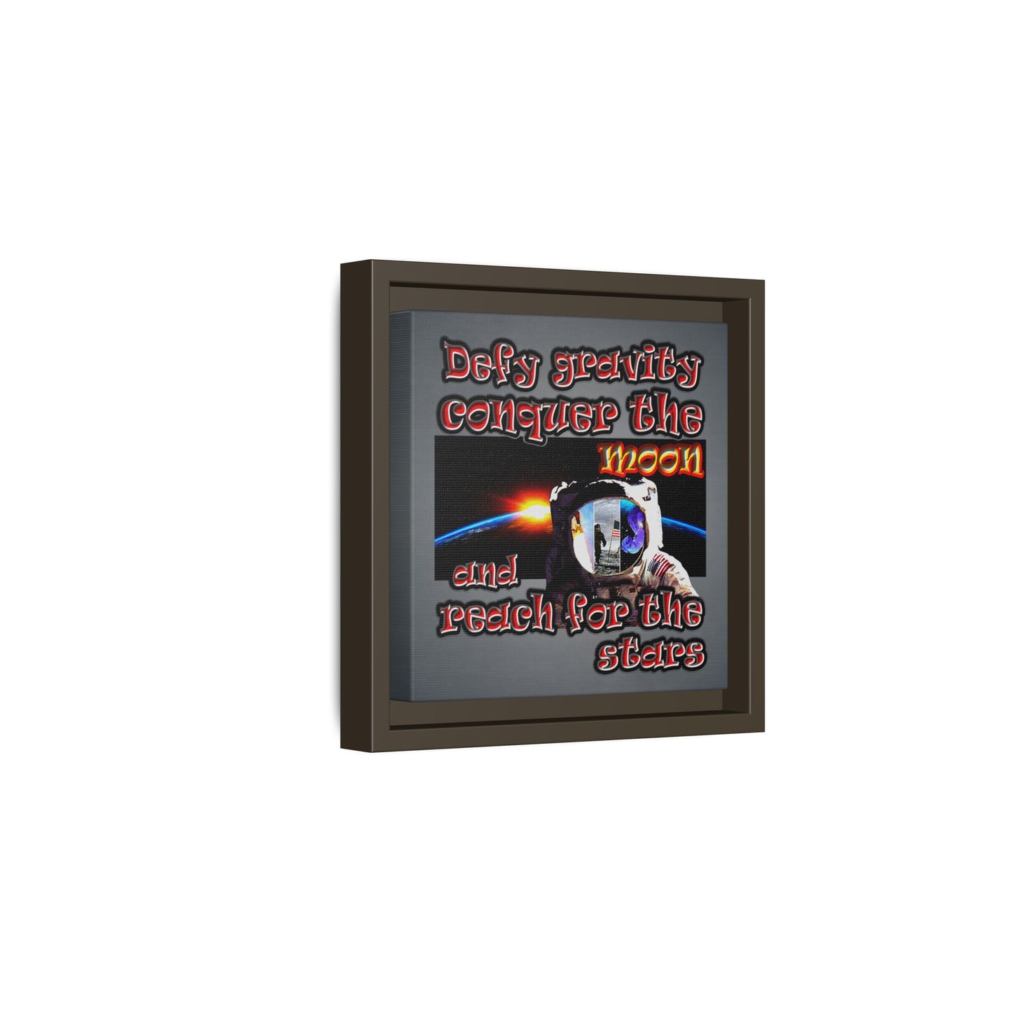 defy conquer reach - framed canvas art (grey-light grey)