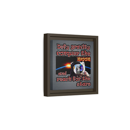 defy conquer reach - framed canvas art (grey-light grey)