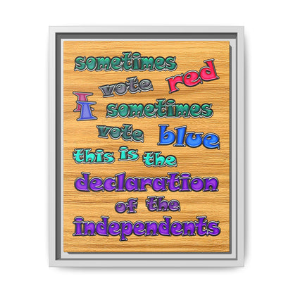 declaration of the independents - framed canvas art (butterscotch wood finish)