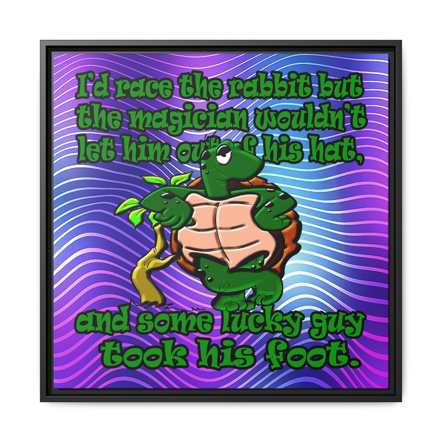 turtle race - framed canvas art (purple wave)