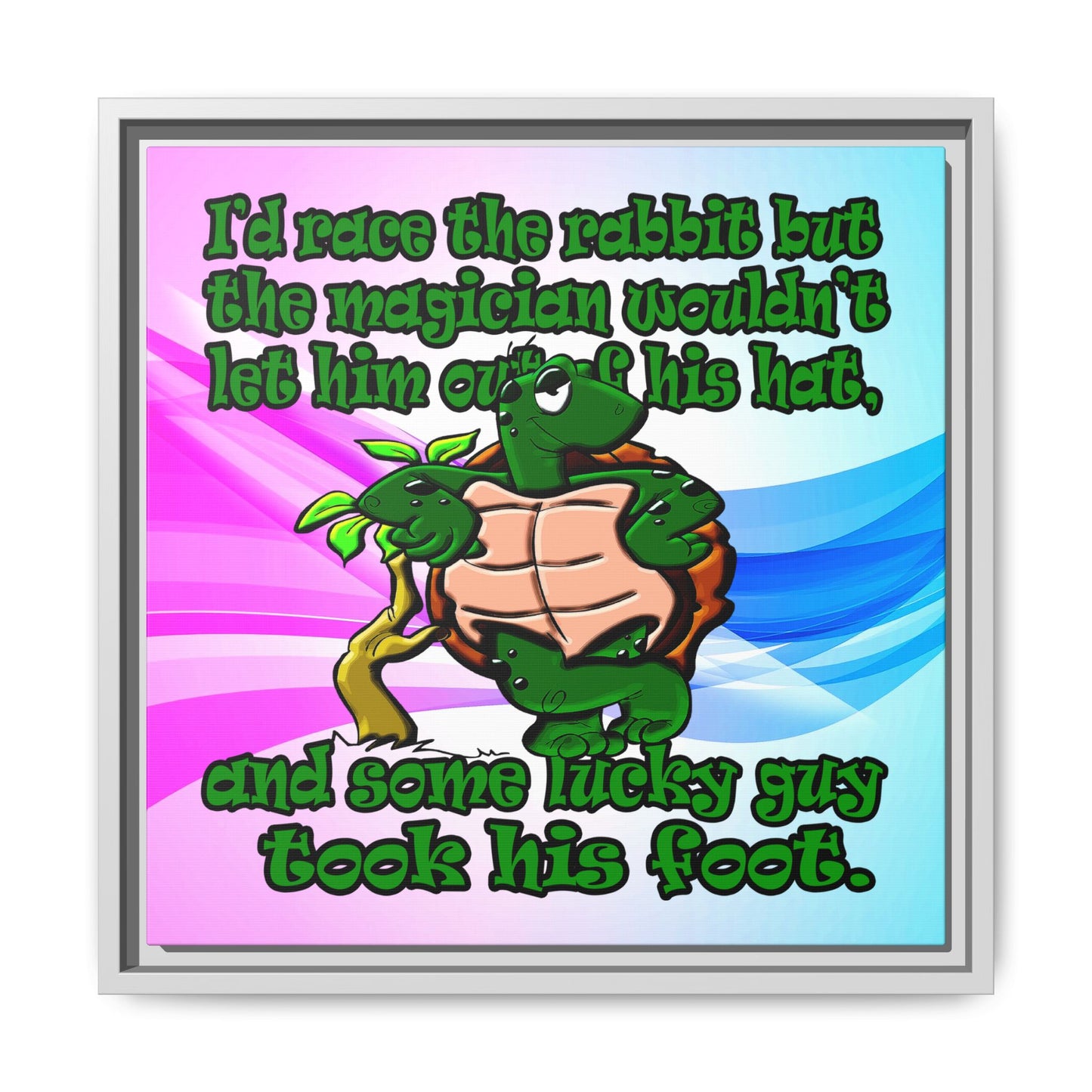 turtle race - framed canvas art (light blue-pink wave)