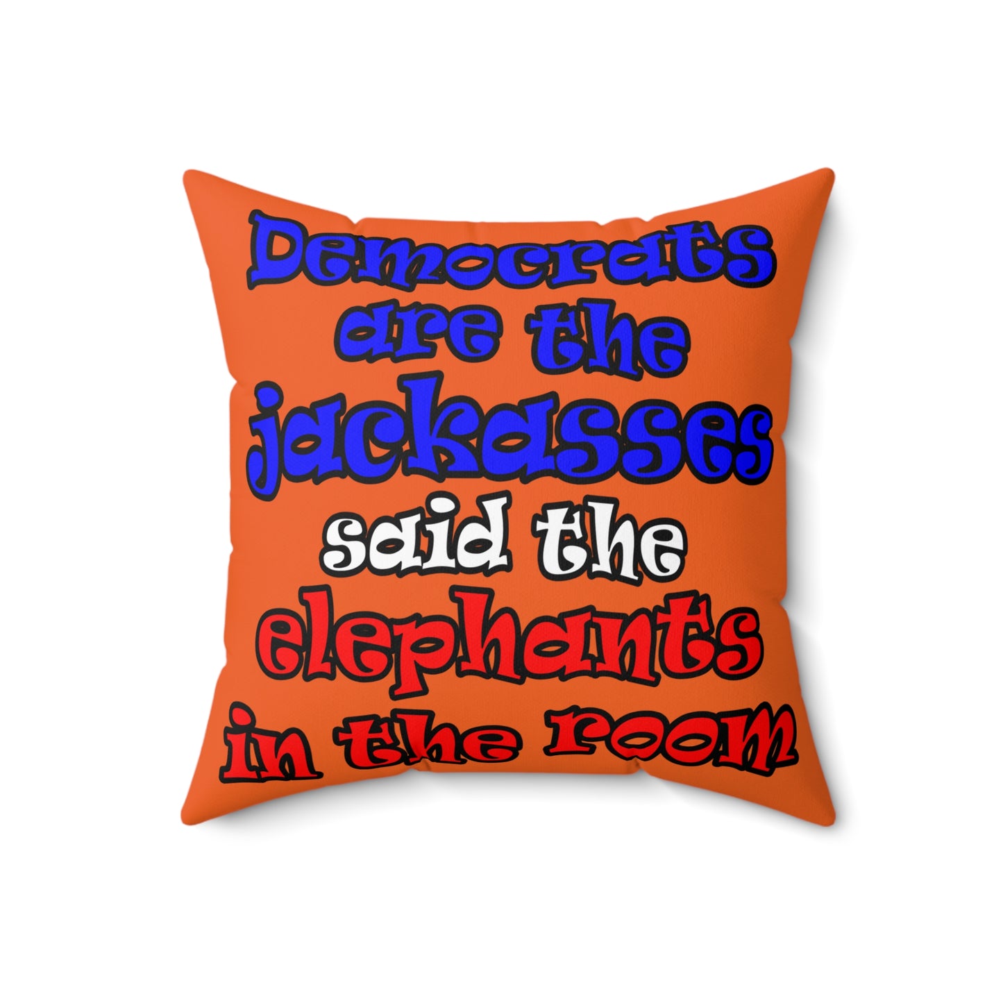 donkeys and elephants - Spun Polyester Square Pillow - (orange)