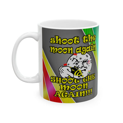 shoot the moon again - White Mug (rainbow split)