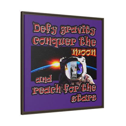 defy conquer reach - framed canvas art (purple)