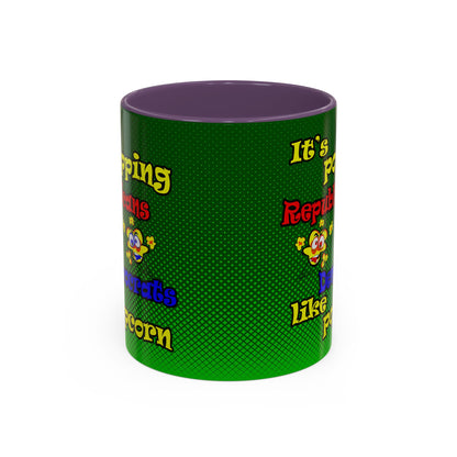 popping like popcorn - Accent Mug (logo green)