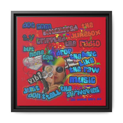 drop the beat - framed canvas art (dark red)