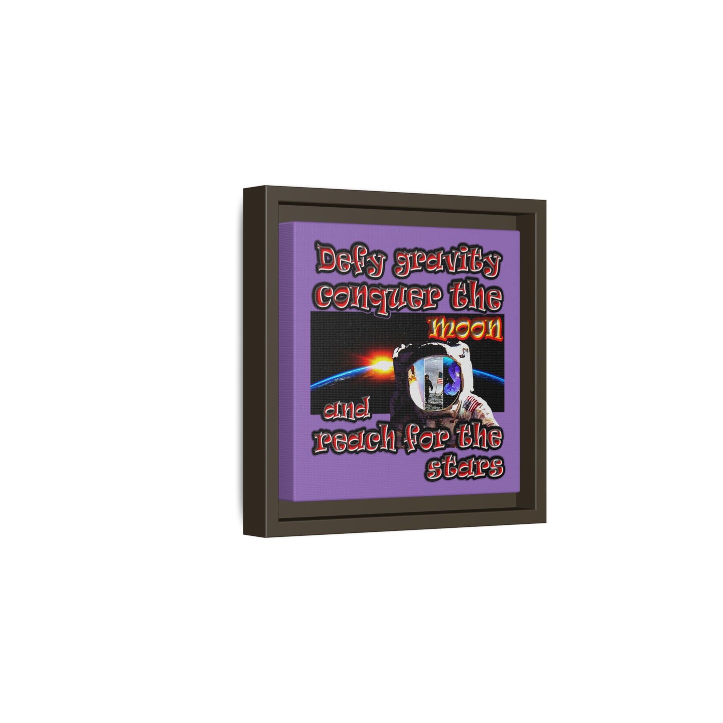 defy conquer reach - framed canvas art (light purple)