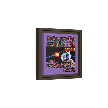 defy conquer reach - framed canvas art (light purple)