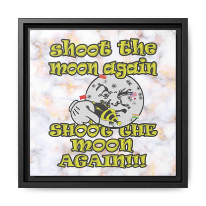 shoot the moon again - framed canvas art (white marble)