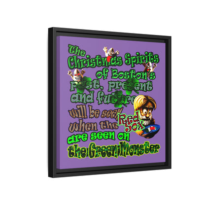 christmas spirits of boston - framed canvas art (light purple)