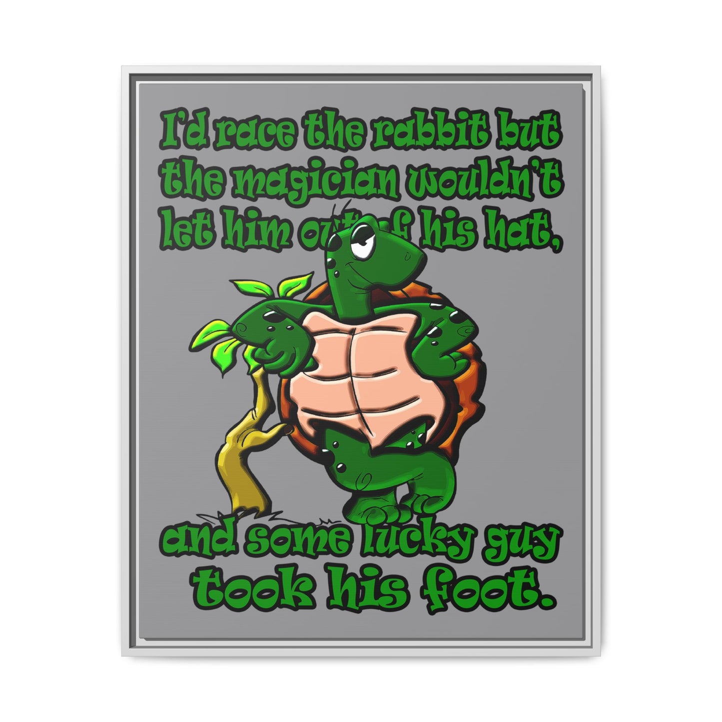 turtle race - framed canvas art (grey)