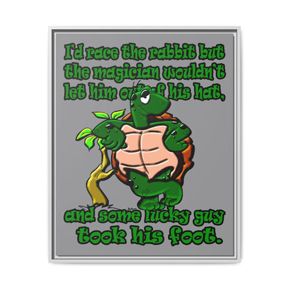 turtle race - framed canvas art (grey)
