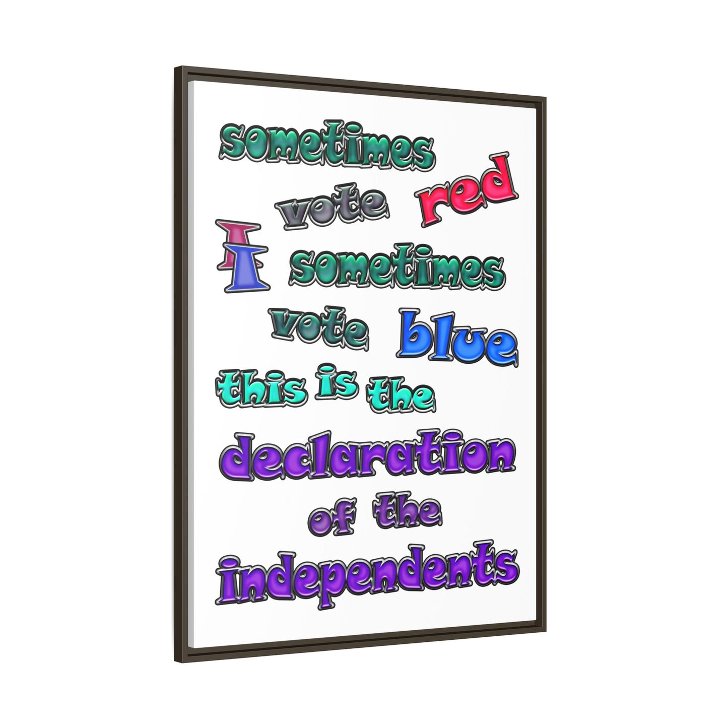 declaration of the independents - framed canvas art (white)