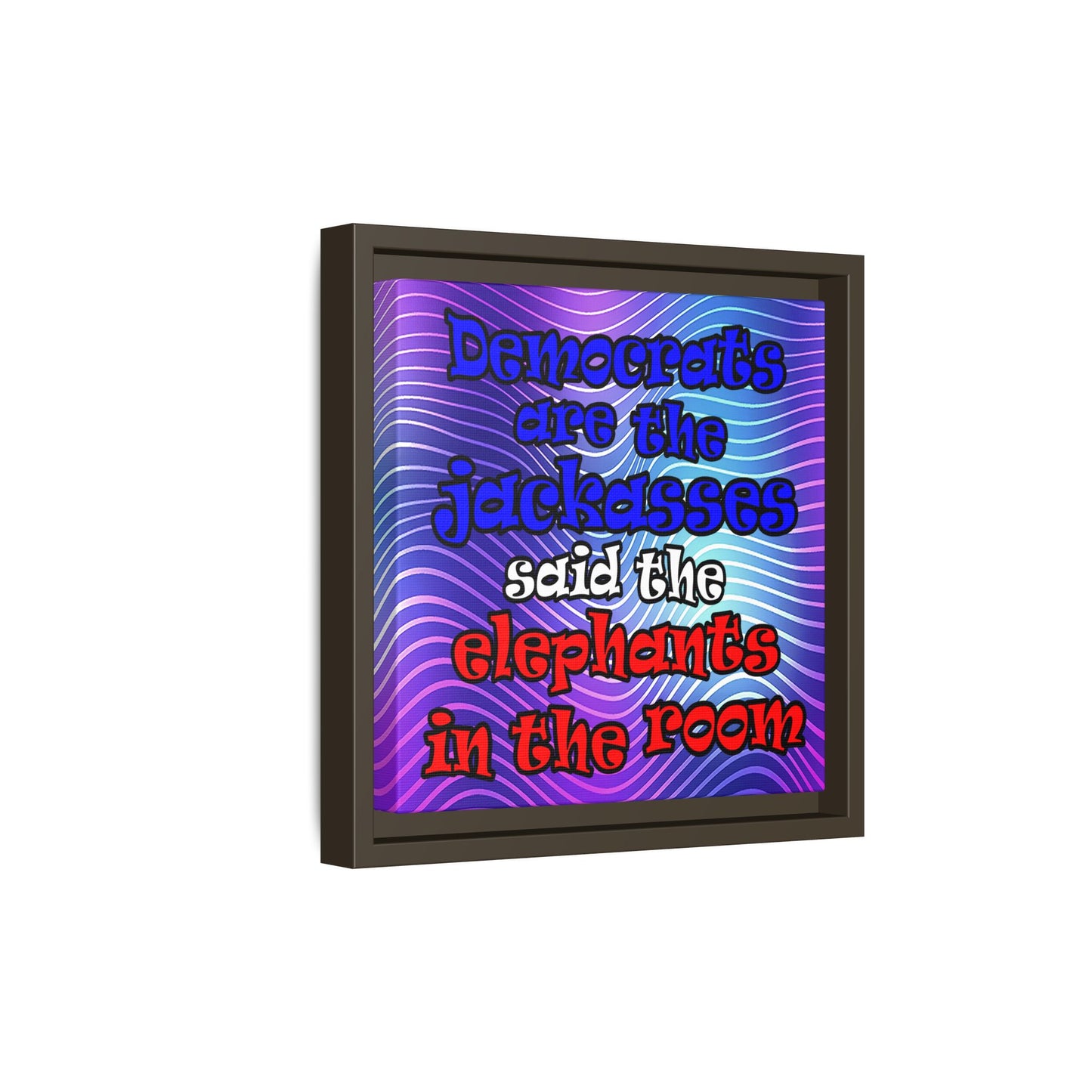 donkeys and elephants - framed canvas art (purple wave)