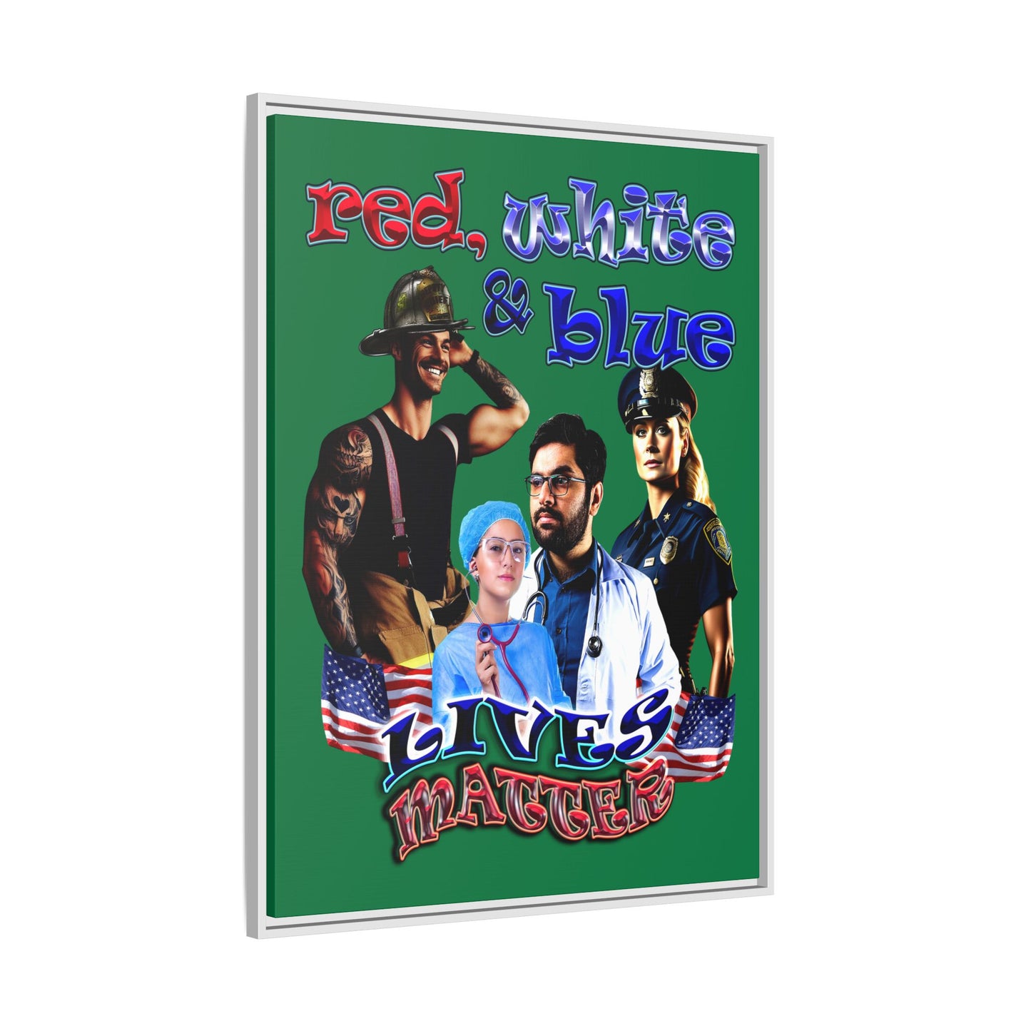 rw&b lives matter - framed canvas art (dark green)