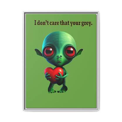 I don't care that your grey - framed canvas art (green)