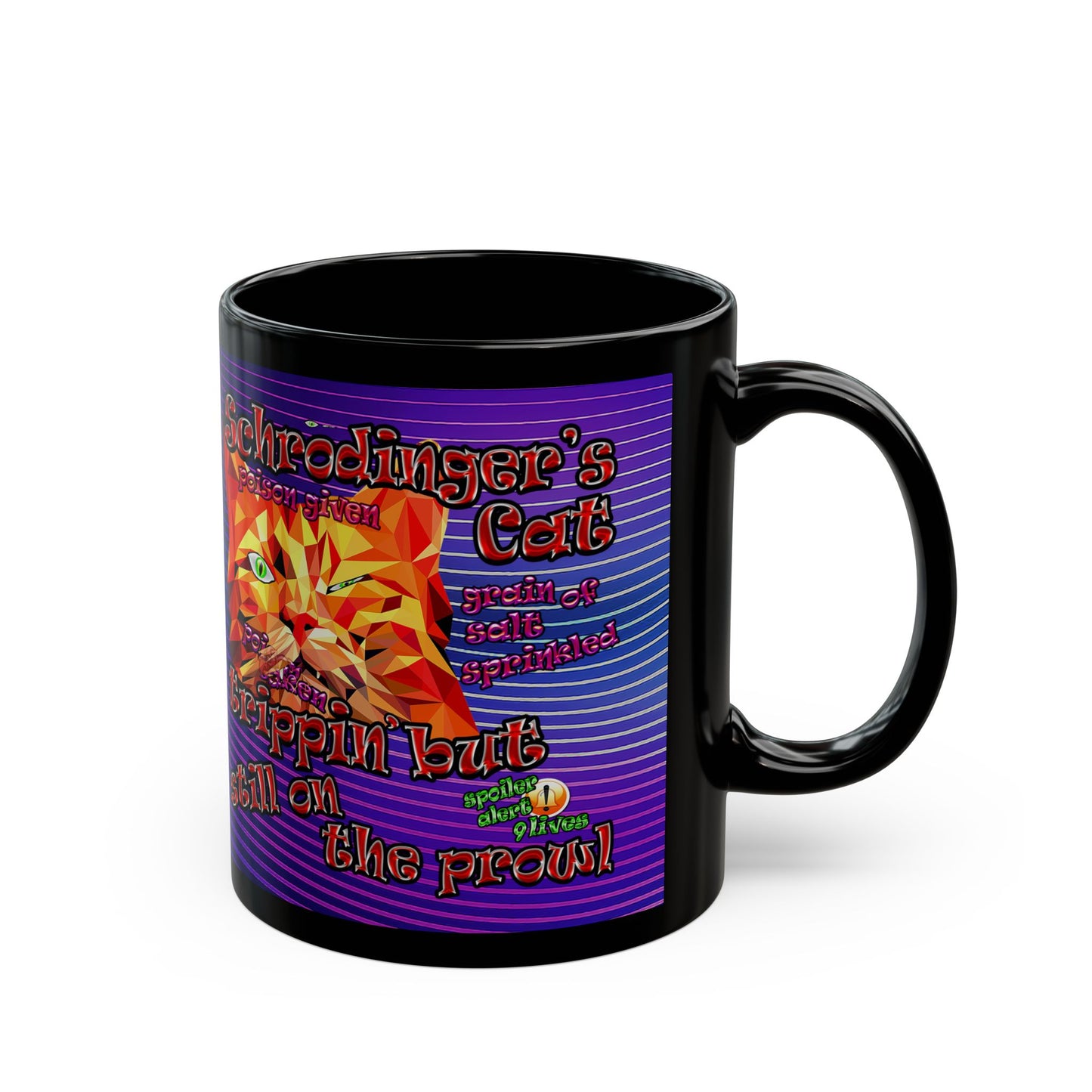 schrodinger's cat - Black Mug (purple wave)