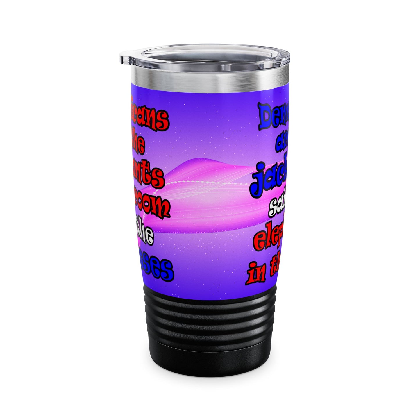 donkeys and elephants - Ringneck Tumbler, 20oz (purple-pink wave)