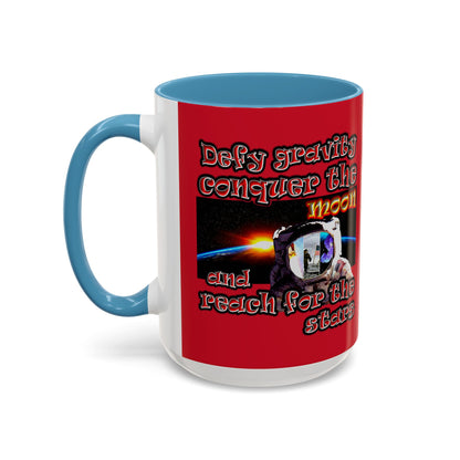 defy conquer reach - Accent Mug (dark red)