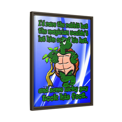 turtle race - framed canvas art (blue-white wave)
